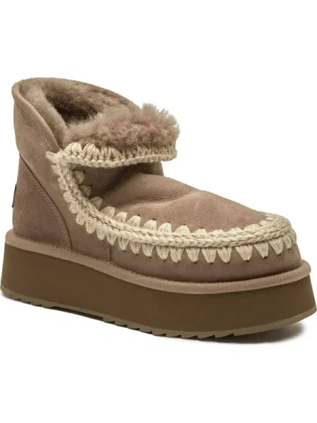 MOU Bocanci Mini Eskimo Platform | lână | piele întoarsă bej