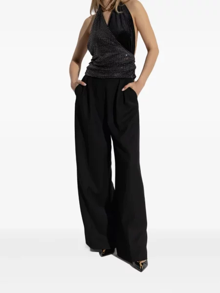 Top Balmain de cristal cu gât halter negru