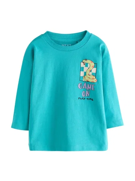 Next Tricou albastru / turcoaz / corai negru