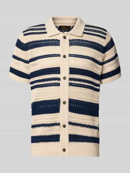 Koszula casualowa o kroju nowoczesnym w imitacji dzianiny z listwą guzikową Jack & Jones Premium granatowa