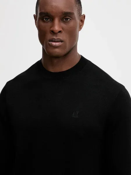 Armani Exchange pulóver selyemkeverékből fekete