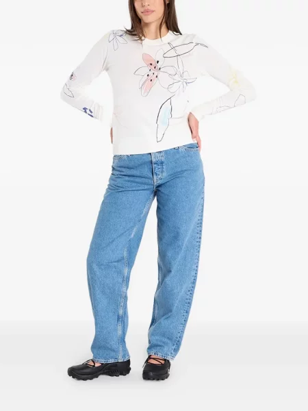 Pulover Desigual cu model floral cu imagine alb