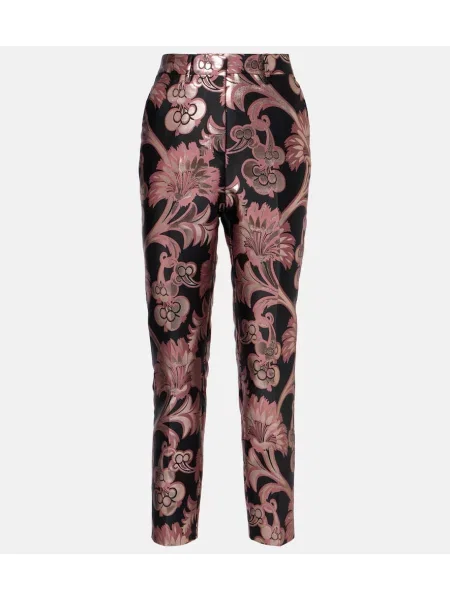 Pantaloni Etro cu model floral din jacard roz