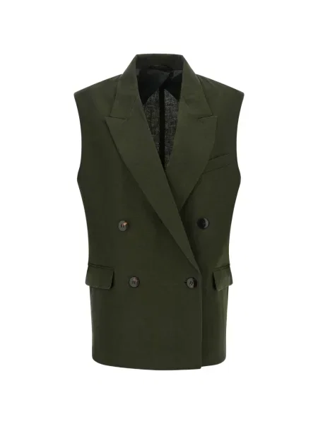 Vestă Max Mara cu două rânduri de nasturi verde