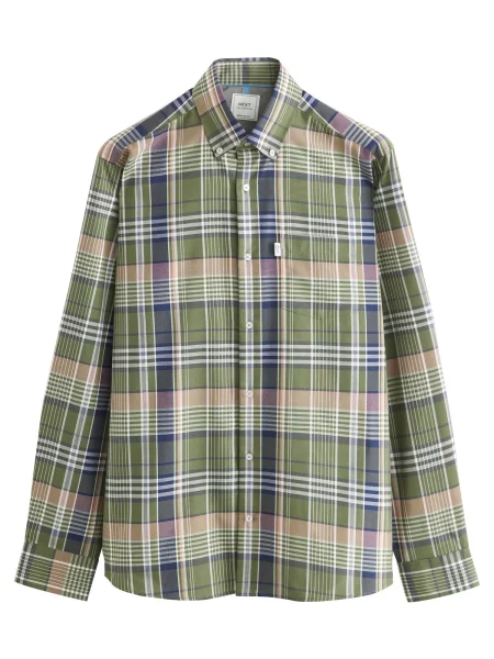 Next Cămașă bej închis / albastru închis / verde alb