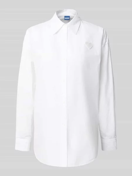 Bluzka koszulowa o kroju regular fit z haftem model ‘Elisana’ biała