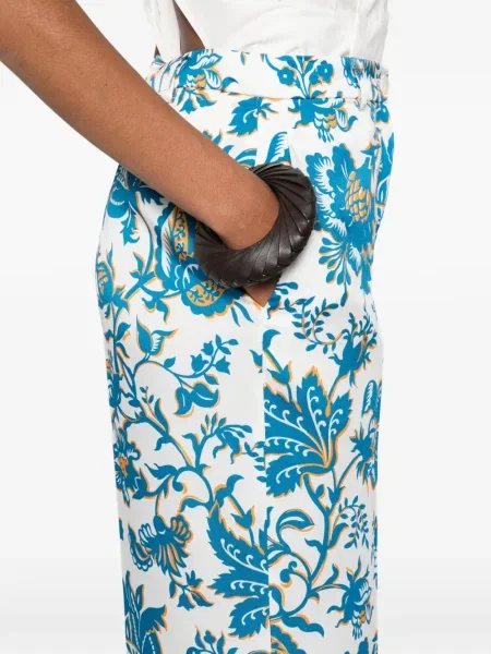 Pantaloni Etro cu model floral alb