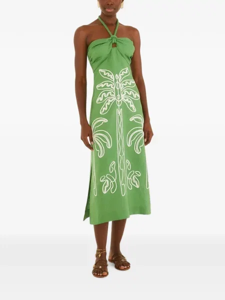 Rochie midi Farm Rio cu broderie verde