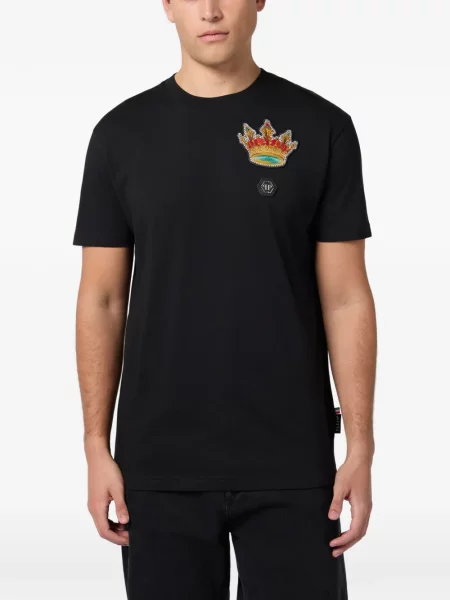 Tricou Philipp Plein cu broderie negru