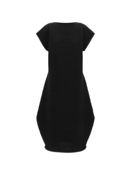 Rochie midi Pleats Please Issey Miyake tricotate negru