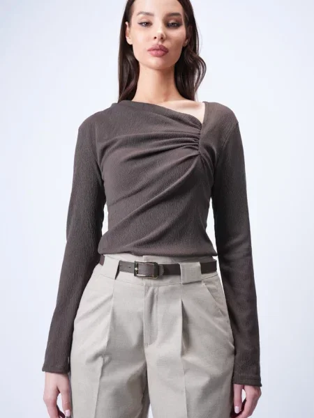 Trend Alaçatı Stili Tricou închis maro