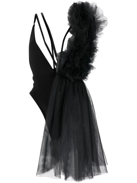 Body Alchemy cu decolteu în V cu volane negru