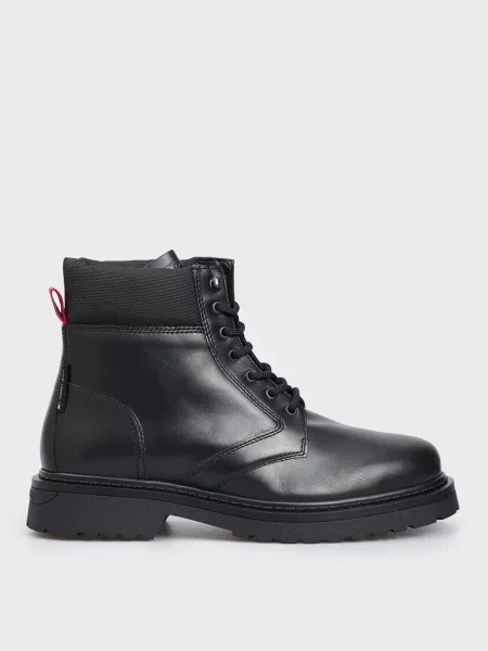 Кожаные ботинки Tommy Jeans на шнуровке черные