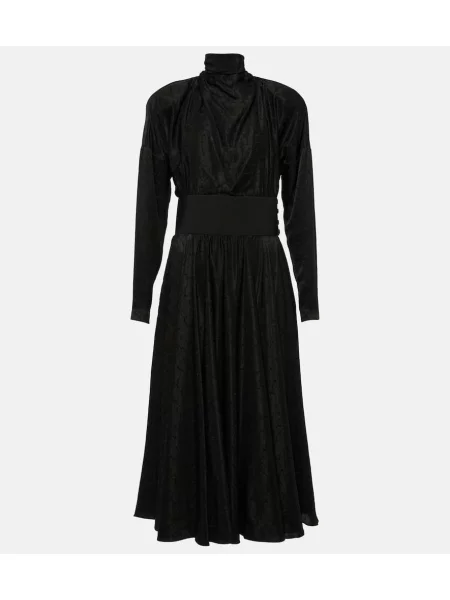 Rochie midi Alaïa de mătase până la genunchi de costum negru