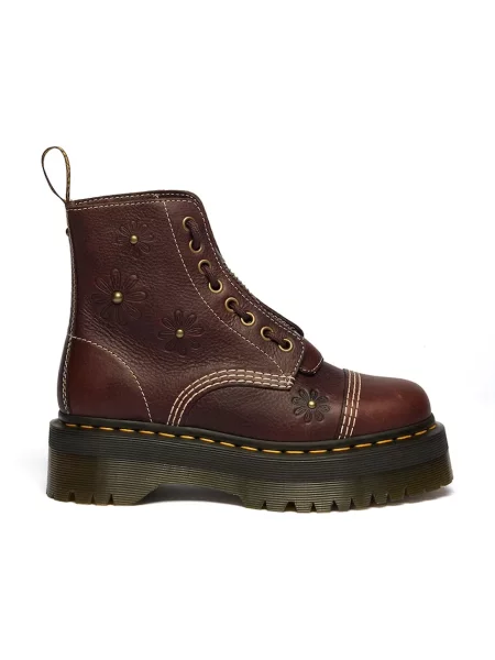 Pantofi Dr. Martens din piele cu model floral maro
