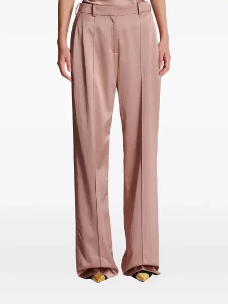 Pantaloni Balmain din satin roz