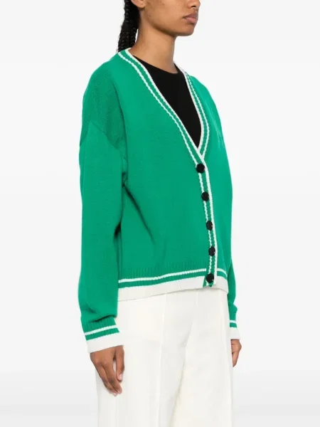 Cardigan Msgm cu dungi tricotate verde