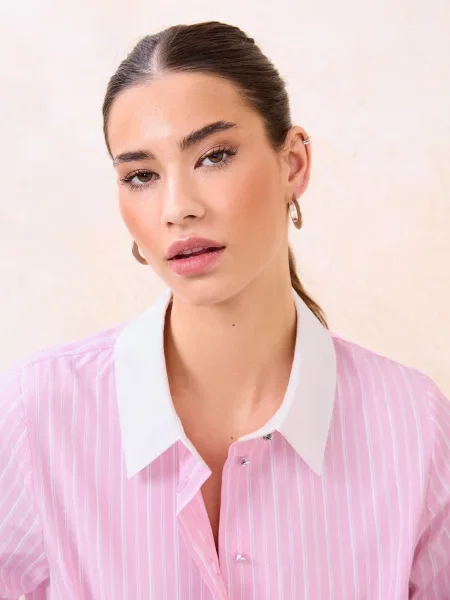 Lipsy Bluză roz deschis alb