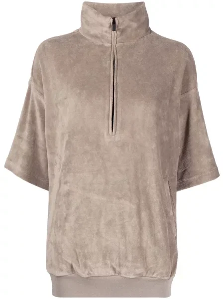 Welurowy top Fear Of God Essentials z półrękawem szary