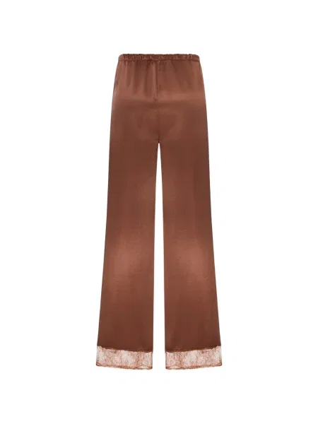 Pantaloni The Nina Studio din dantelă maro