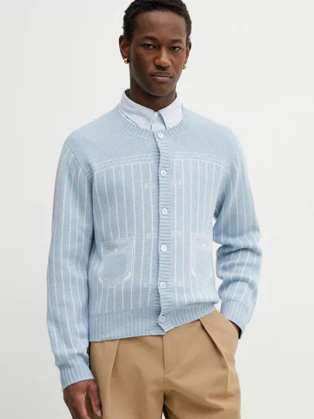 Kenzo kardigan z dodatkiem wełny niebieski