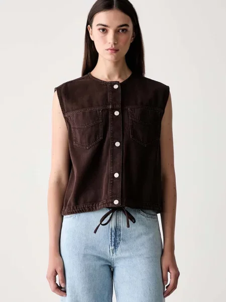 Marc O'Polo vestă pentru femei din denim maro