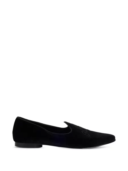 Pantofi loafer Gcds cu broderie de catifea negru