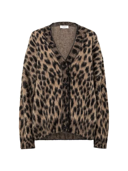 Cardigan Laneus tricotate cu imagine cu model leopard