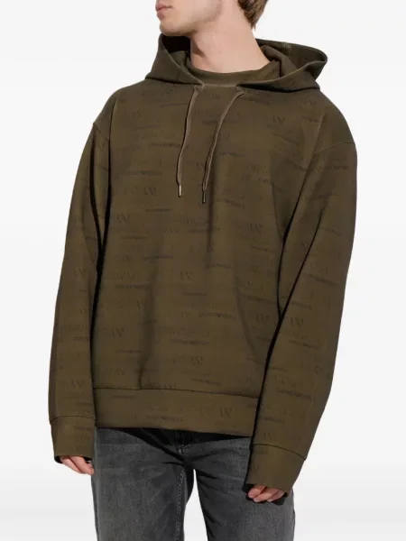 Raštuotas džemperis su gobtuvu Emporio Armani žalia