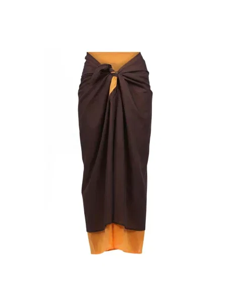 Spódnica midi Niu' do kolan brązowa