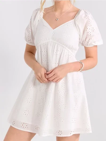 Міні сукня з рукавами-буфами білий