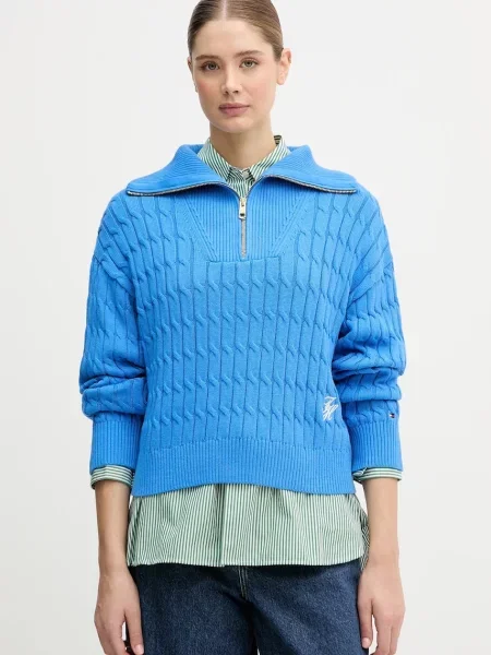 Tommy Hilfiger sweter z golfem niebieski