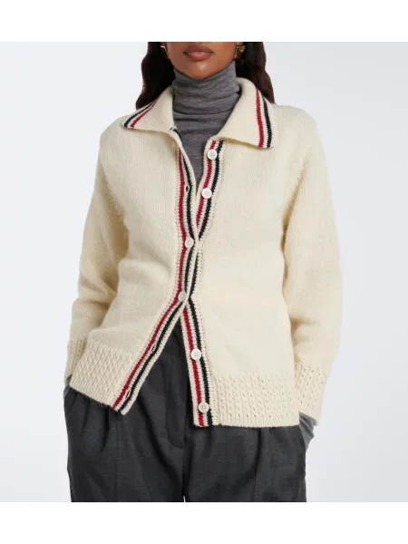Cardigan Thom Browne de lână alb