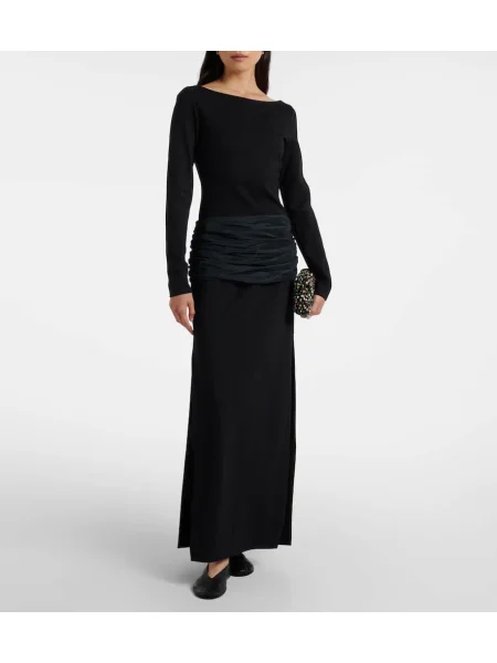 Rochie maxi Staud drapată de costum negru