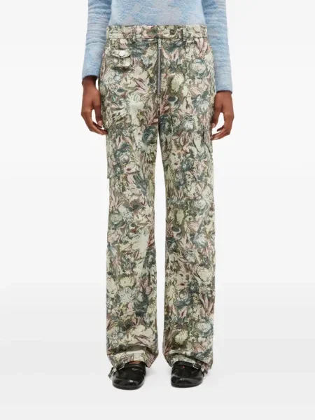 Pantaloni Ganni cu model floral cu imagine