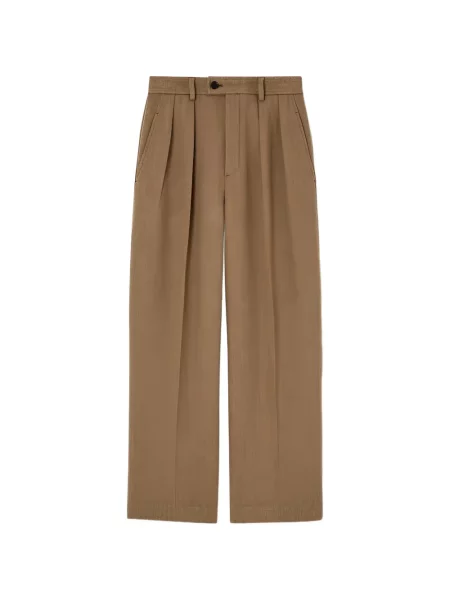 Pantaloni Loro Piana de lână plisate maro