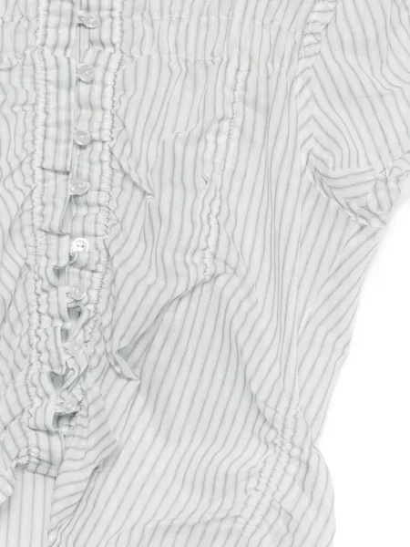 Prugasta klasična košulja Low Classic s volanima bijela