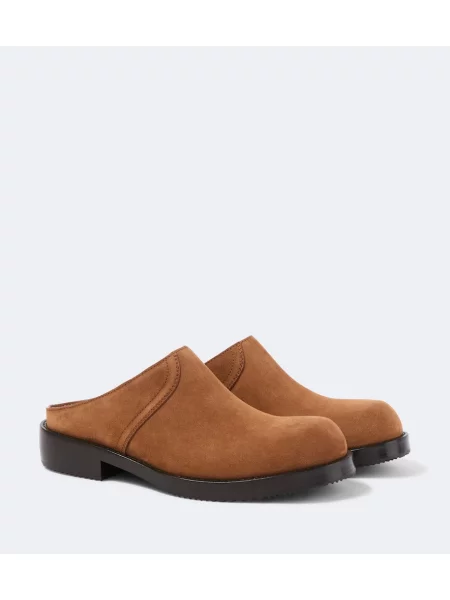 Papuci tip mules Dries Van Noten din piele de căprioară maro