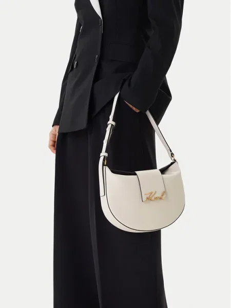 Torebka Karl Lagerfeld K/Signature skórzana biała