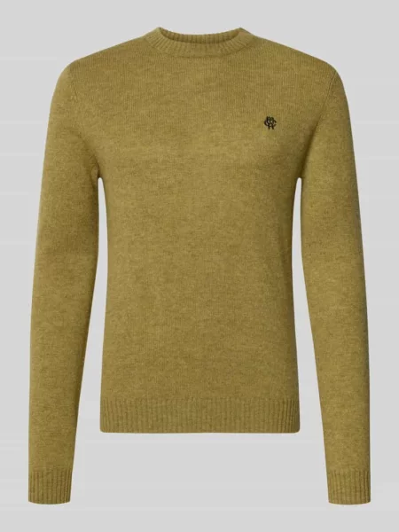 Sweter z dzianiny krój slim fit z czystej wełny z wyhaftowanym logo Mcneal oliwkowy