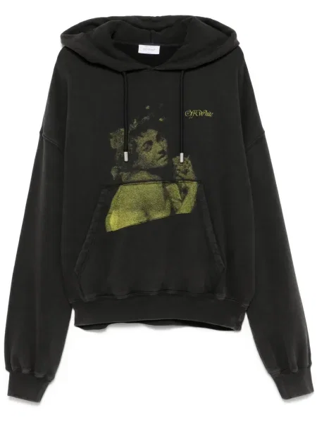 Hanorac cu glugă Off-white cu imagine alb