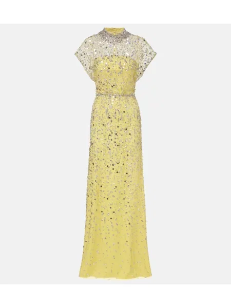 Rochie Jenny Packham de cristal galben