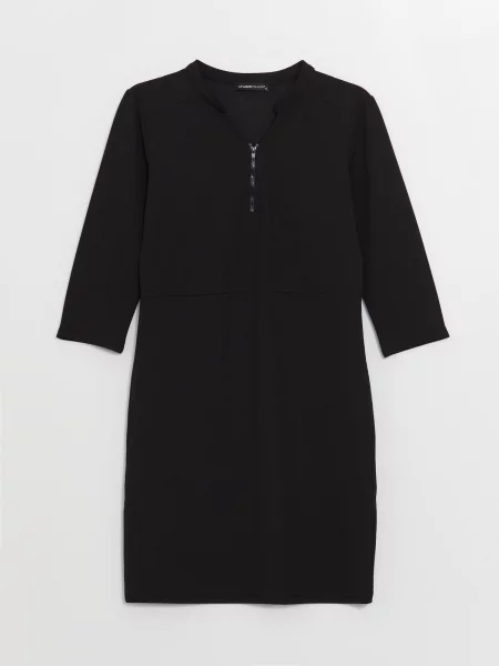 Rochie maxi Lc Waikiki cu mâneci lungi cu decolteu rotund negru