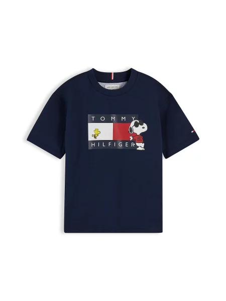 TOMMY HILFIGER Tricou albastru marin / roșu ruginiu alb