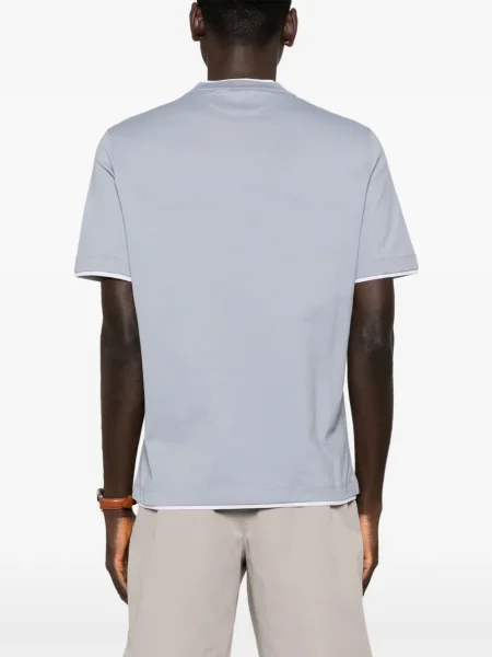 Tricou Brunello Cucinelli scurt albastru