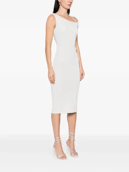 Rochie midi Patrizia Pepe drapată cu un umăr gol gri