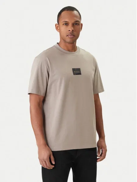 T-shirt o kroju regular fit z czystej bawełny model DUMEON' Hugo beżowa