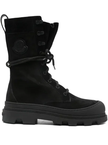 Botine Moncler cu șireturi din dantelă cu autograf negru