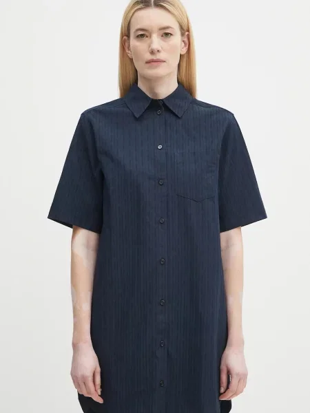 Samsoe Samsoe rochie din SATINA bleumarin mini drept