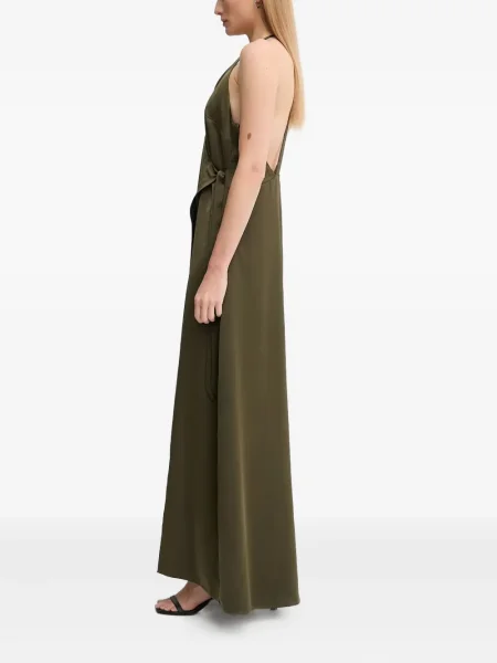 Rochie maxi Sandro Ferrone cu gât halter de costum verde